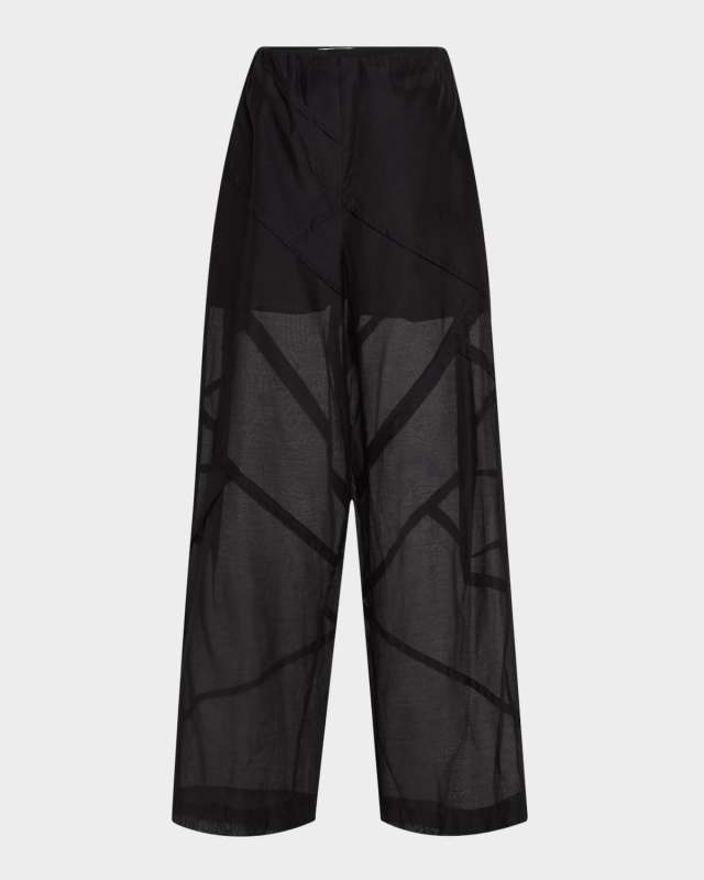 Parachute Pleated Wide-Leg Drawstring Pants